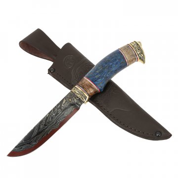Нож Ястреб (дамасская сталь, рукоять карельская береза)