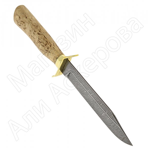 Нож Разведчик (сталь дамасская, рукоять карельская береза)