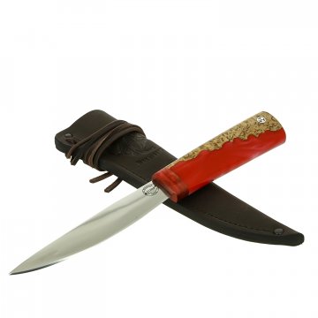 Нож Якутский средний (сталь Х12МФ, рукоять стабилизированная карельская береза, акрил)