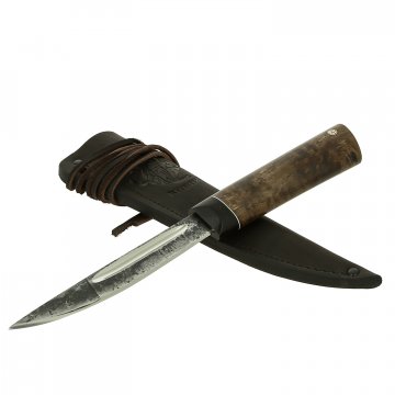 Нож Якутский средний Левша (сталь Х12МФ, рукоять стабилизированная карельская береза)