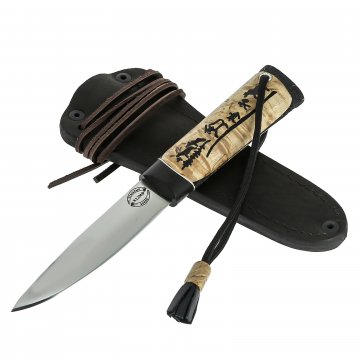 Шейный нож Якут (сталь Х12МФ, рукоять карельская береза, акрил)