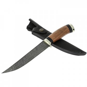 Нож Филейный-2 (дамасская сталь, рукоять орех, черный граб)