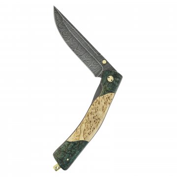 Складной нож Кайрос (дамасская сталь, рукоять цветная карельская береза)
