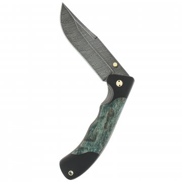 Складной нож Ястреб (дамасская сталь, рукоять черный граб, цветная карельская береза)