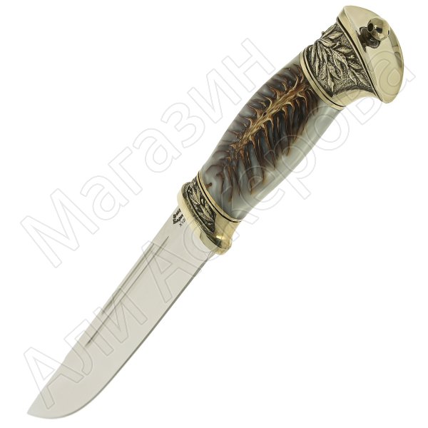 Нож пластунский Витязь (сталь Х12МФ, рукоять акрил, шишка, худож. литье)
