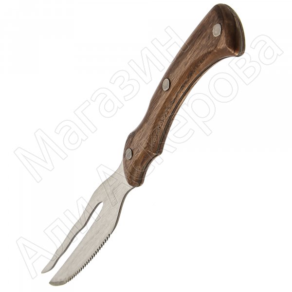 Вилка-нож для снятия шашлыка с серрейтором