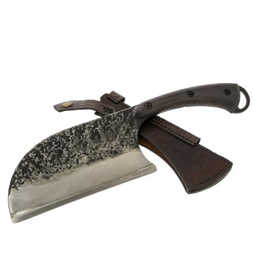Нож Сербский Шеф для рубки мяса (сталь СТ45 ручная ковка, рукоять ясень, комплект с мусатом)
