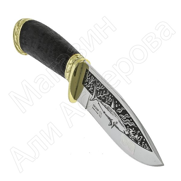 Кизлярский нож туристический Акула-2 (сталь AUS-8, рукоять орех, худож. оформл.)