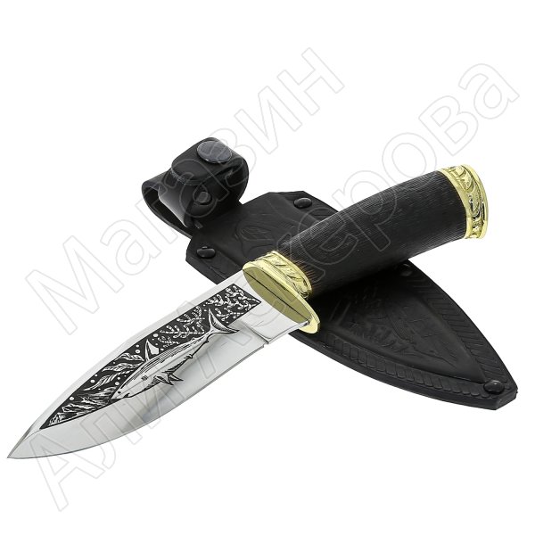 Кизлярский нож туристический Акула-2 (сталь AUS-8, рукоять орех, худож. оформл.)