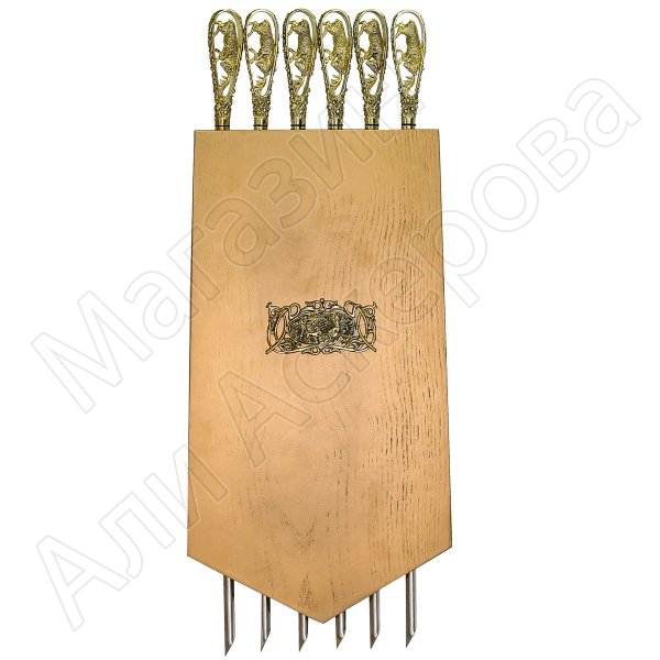 Элитный шампурный набор ручной работы в деревянном подарочном панно №1