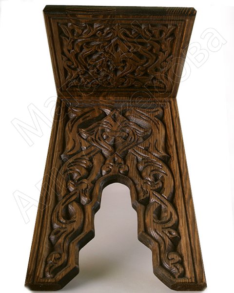 Деревянная раскладная подставка под Коран ручной работы с узорами (резная)