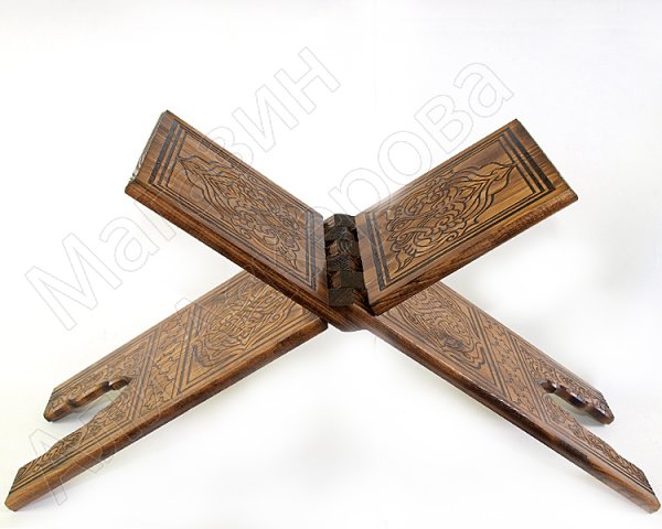 Деревянная раскладная подставка под Коран ручной работы с узорами большая (выжигание)