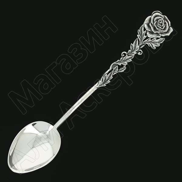 Серебряная чайная ложка Роза