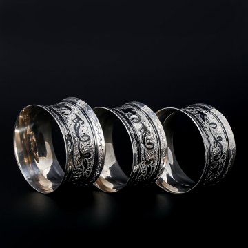 Серебряные кольца для салфеток (3 персоны)