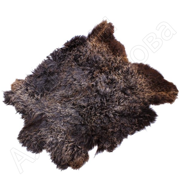 Натуральная козья шкура (цвет - коричнево-бурый, длинный ворс, ручная выделка)
