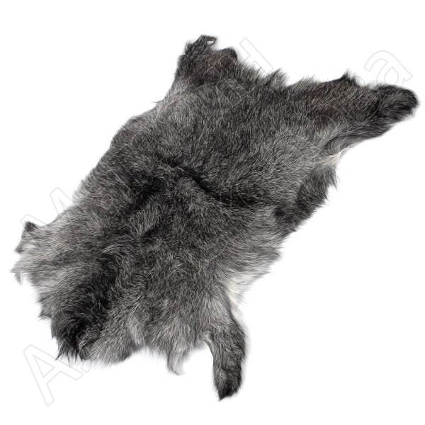 Натуральная козья шкура (цвет - серый, длинный ворс, ручная выделка)