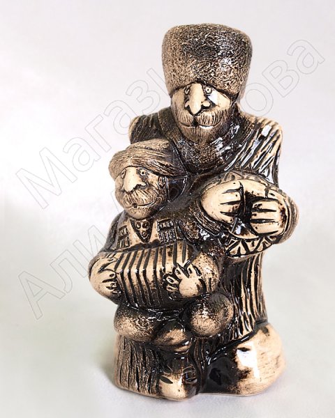 Подарочная статуэтка ручной работы "Кавказские музыканты" обожженная глина