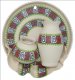 Сувенирная глиняная тарелочка ручной работы "Два кувшина" белая
