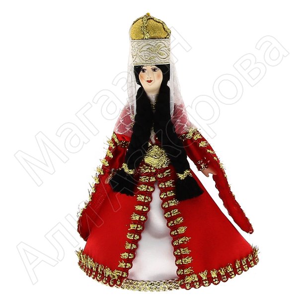 Керамическая кукла в кабардинском национальном костюме (малая)