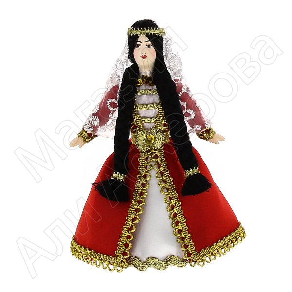 Керамическая кукла в абхазском национальном костюме (малая)