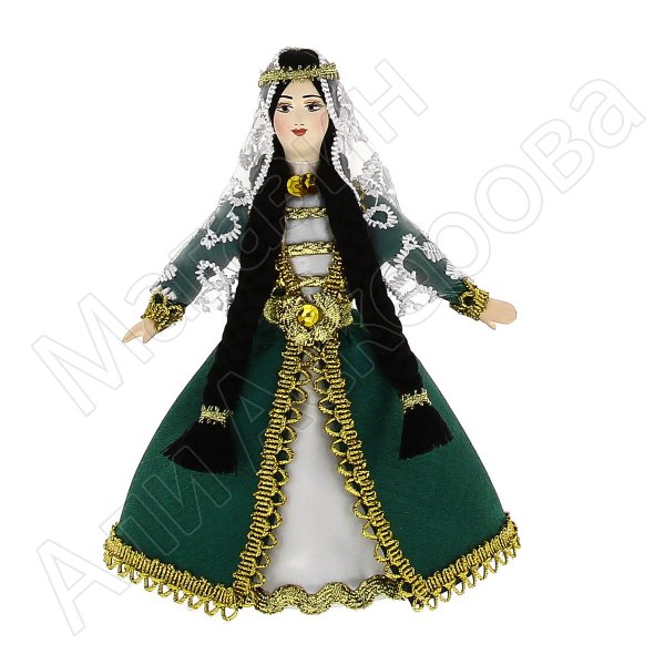 Керамическая кукла в ингушском национальном костюме (малая)№2