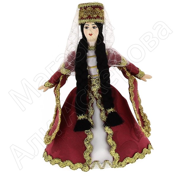 Керамическая кукла в ингушском национальном костюме (малая)