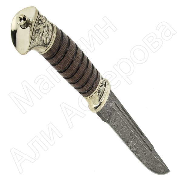 Нож пластунский Витязь (дамасская сталь, рукоять венге, худож. литье)