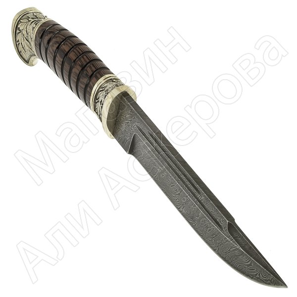 Нож пластунский Витязь (дамасская сталь, рукоять венге, худож. литье)